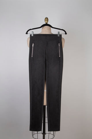 Ebony faux suede and gray knit pants (2)