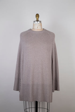 Pure cashmere greige tunic sweater (S+)