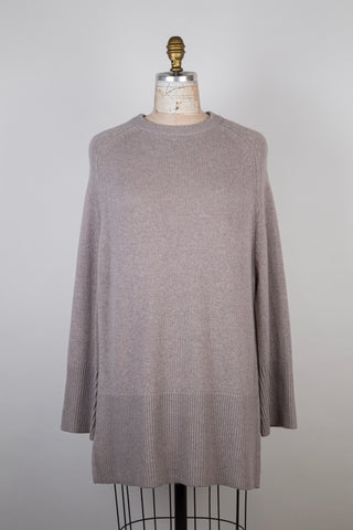 Pure cashmere greige tunic sweater (S)