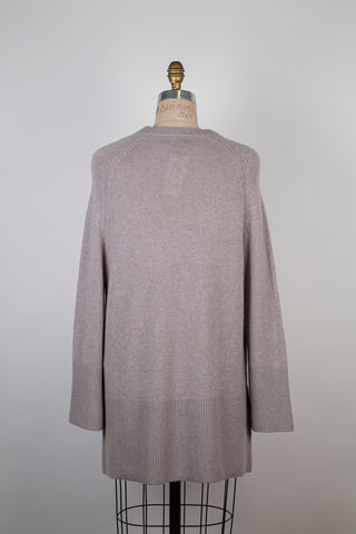 Pure cashmere greige tunic sweater (S+)