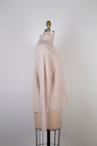 Loose knit sweater in pink cream (S)