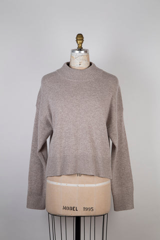 Greige Knit Sweater with Slit Hem (S+)