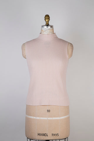 Top en tricot soyeux rose poudre (8)