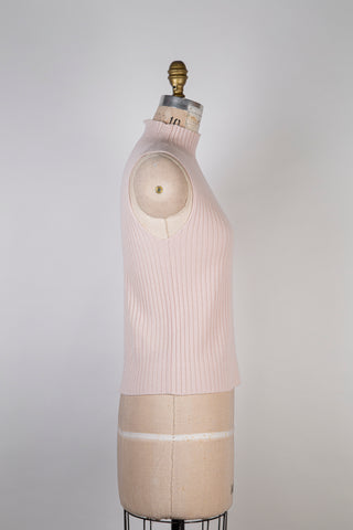 Top en tricot soyeux rose poudre (8)