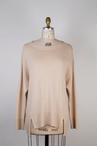 Oversized sesame sweater in pure cashmere (6+)