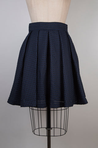 Navy checkered balloon skirt (6)