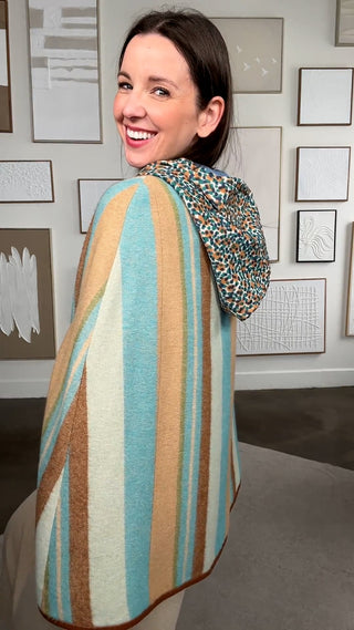 Capulard émeraude moucheté cognac  / bleu ardoise