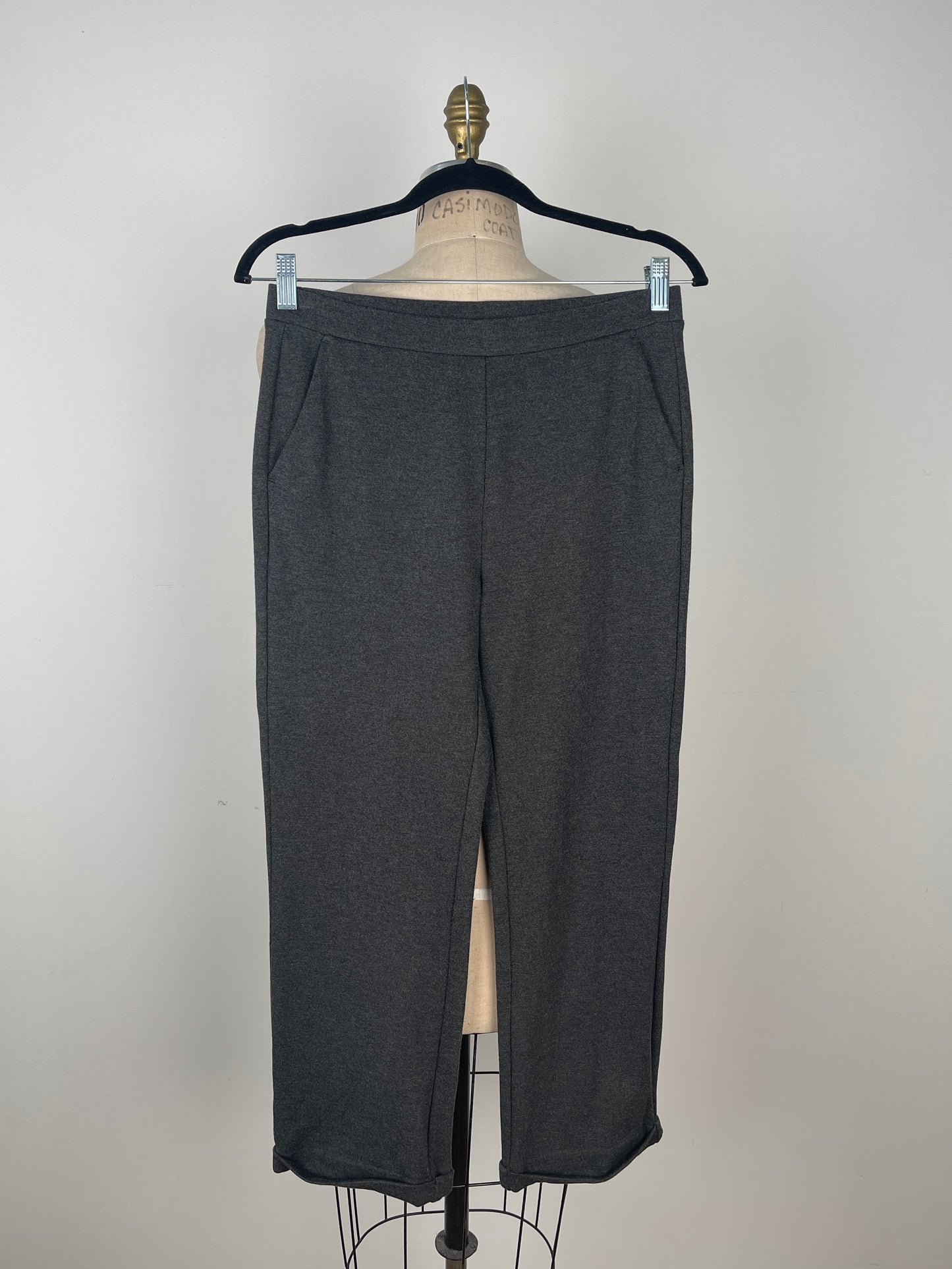 Pantalon en tricot extensible anthracite à taille élastique (S)