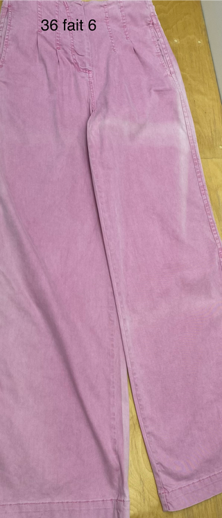 Pantalon large rose à surpiqûres verticales (6+8) *imp*