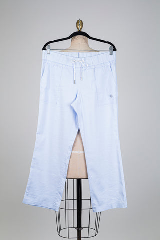 Pantalon confort en lin techno bleu poudre (M)