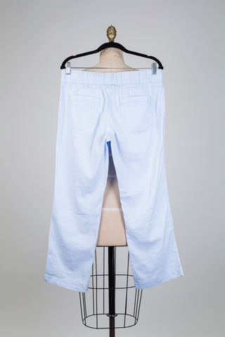 Pantalon confort en lin techno bleu poudre (M)