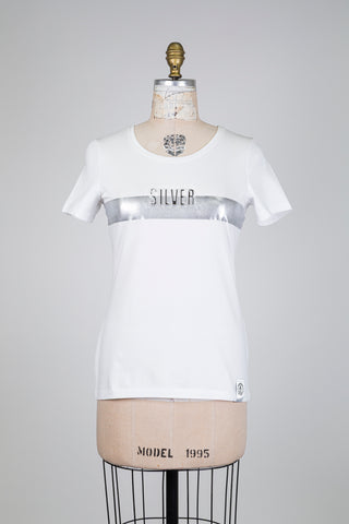 Chandail blanc à bande "Silver" (S+M)