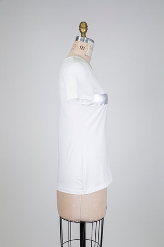 Chandail blanc à bande "Silver" (S+M)