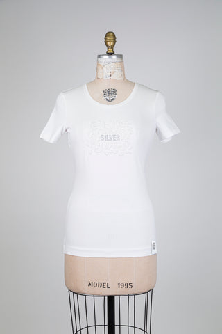 Chandail blanc à strass "Silver" (XS)