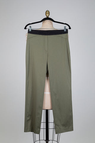 Pantalon sport kaki à taille élastique (S)
