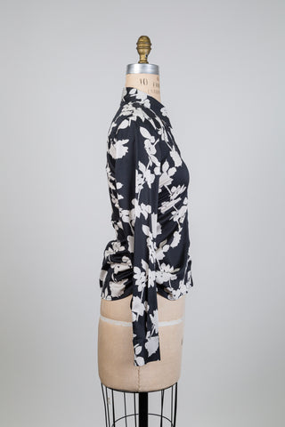 Chemisier noir à feuillage crème IMP* (XS-S)