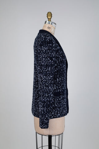 Navy and cream knit jacket (M)