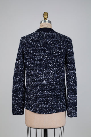 Navy and cream knit jacket (M)
