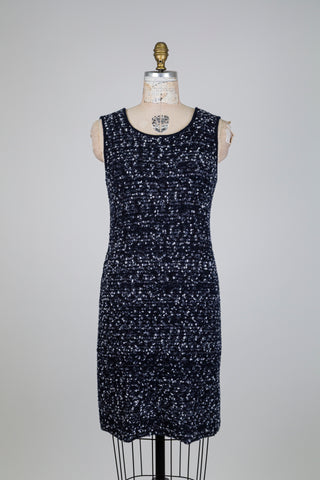 Robe en tricot marine et crème (M)