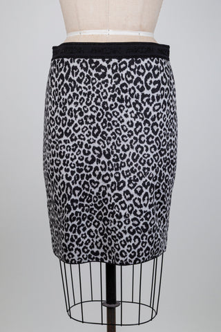 Jupe en laine vierge léopard (M+L)
