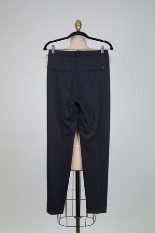 Pantalon marine à rayures ton sur ton  (4-10-14)