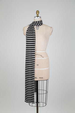 XXL scarf with black and cream stripes
