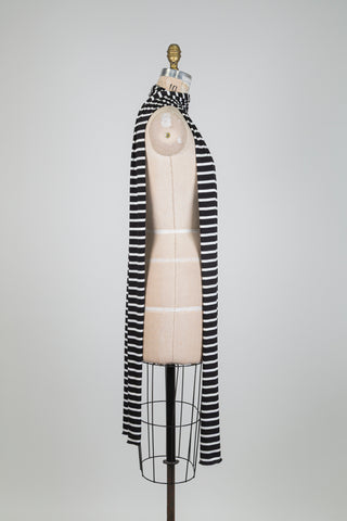XXL scarf with black and cream stripes