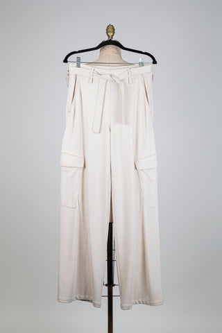 Pantalon ivoire mou chic cargo (M)