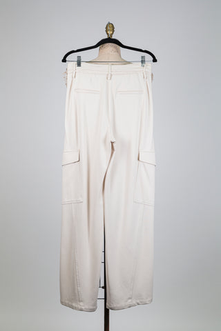Pantalon ivoire mou chic cargo (M)