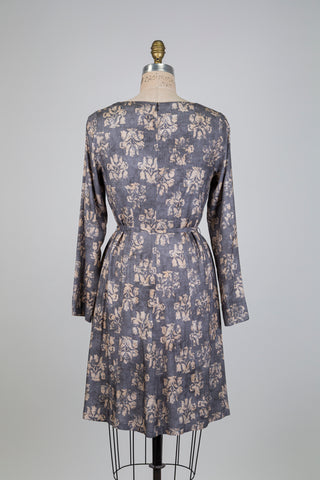 Gray floral dress with beige flowers (6)