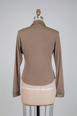 Comfortable pleated sand blouse/jacket with zip (6)