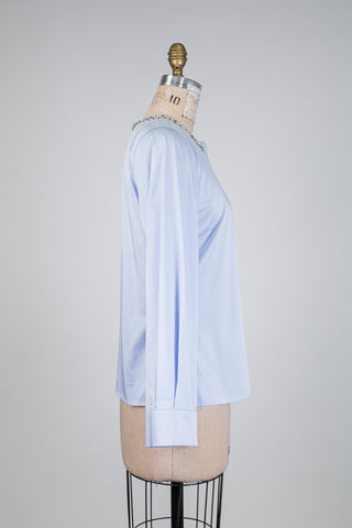 Lavender blue blouse with diamond collar (6)