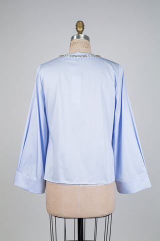 Lavender blue blouse with diamond collar (6)