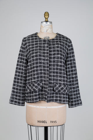 Veste effet tweed noir et blanc (12+14)