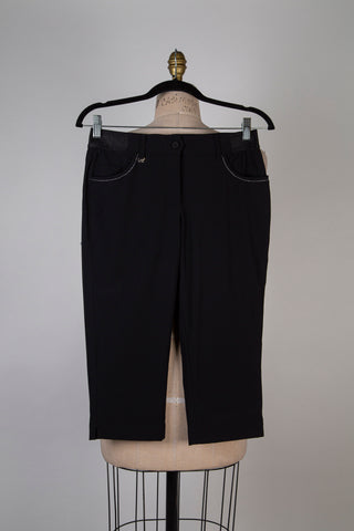 Pantalon corsaire noir en microfibre (S)
