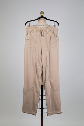 Beige jogger pants with adjustable hem (6)