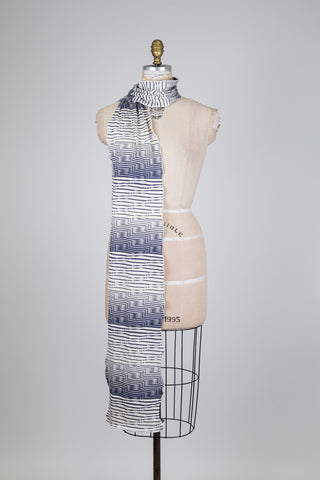 XXL cream scarf with navy stripes