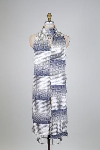 Foulard XXL crème interlignes marines