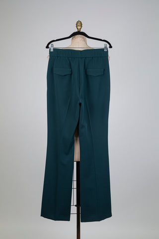 Pantalon tailleur évasé vert émeraude (4 à 16)