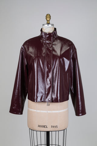 Burgundy faux patent leather jacket (6)
