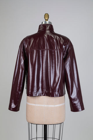 Burgundy faux patent leather jacket (6)