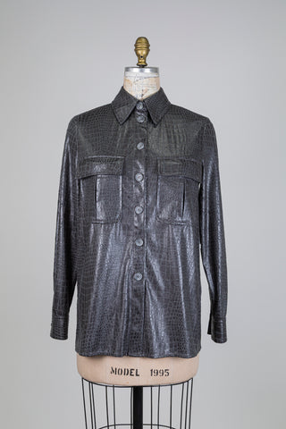 Chemisier effet cuir à motif animalier gris (6)