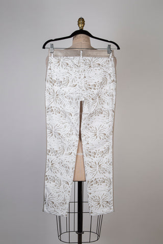White microfiber trousers with sand pattern (S)