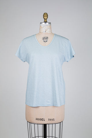 T-shirt scintillant bleu clair (L)