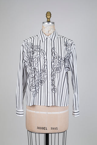 Chemisier blanc et noir à broderies (6+)