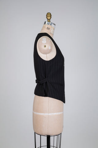 Black pinstriped tailored vest (6)