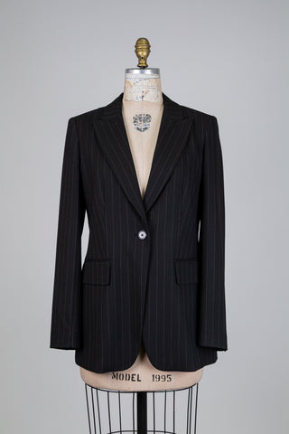 Blazer noir à fines rayures (6)