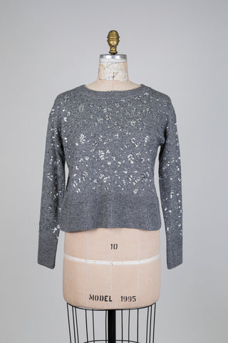 Chandail en tricot gris éclat de paillettes (4+6+8+10+14)