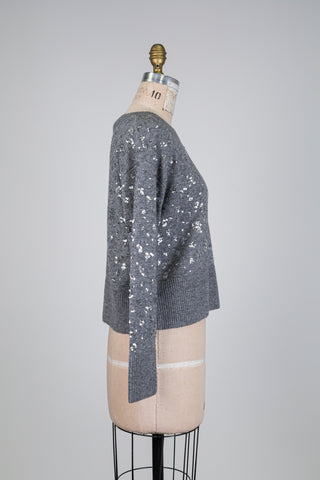 Chandail en tricot gris éclat de paillettes (4+6+8+10+14)