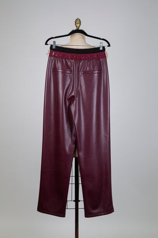 Burgundy sport chic faux leather pants (6)